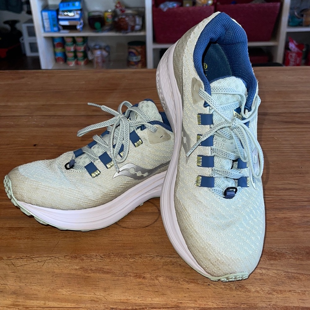 Saucony Pale Blue and White Sneakers